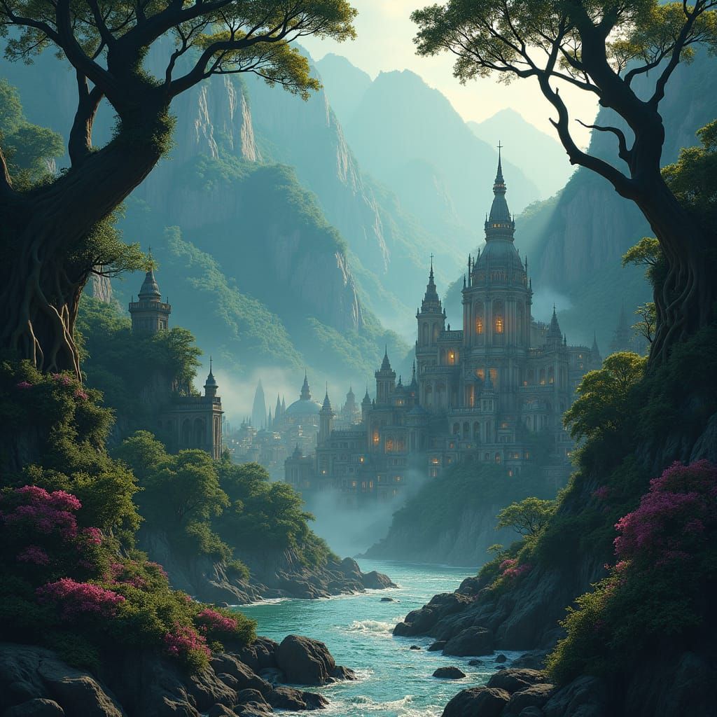 Mystical City of Thieves on Tropical Coast: Dark Fantasy