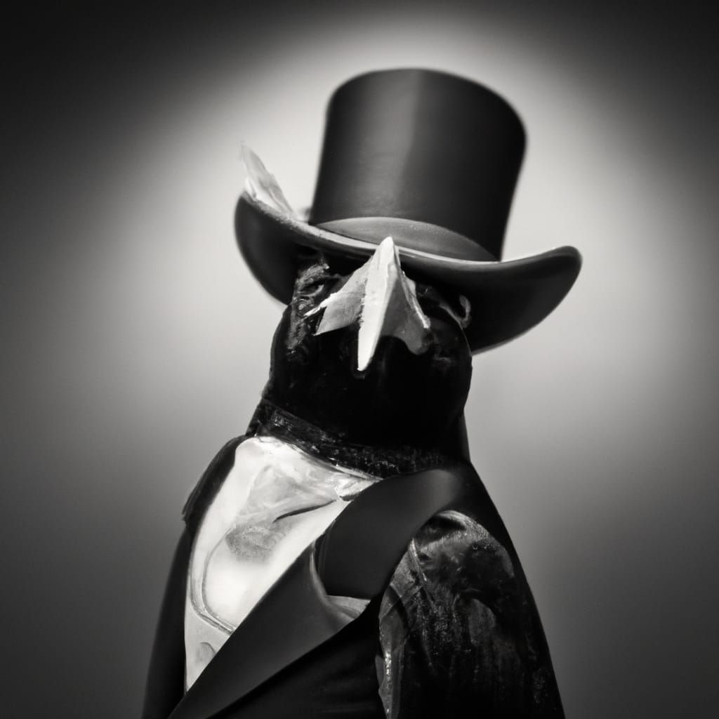 Bird in Top Hat: A Hyperrealistic Portrait