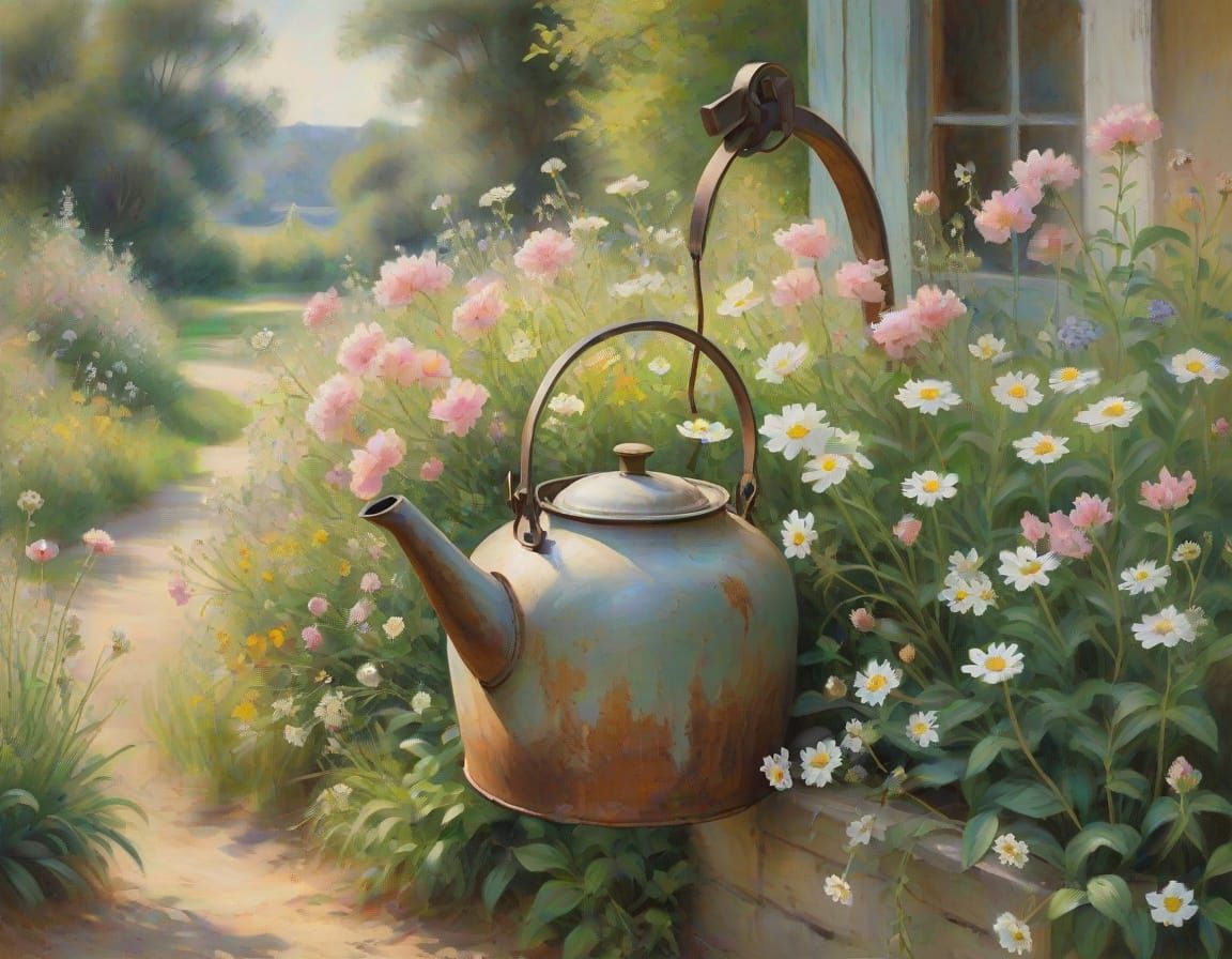 Vintage Whimsy in a Serene Garden Oasis