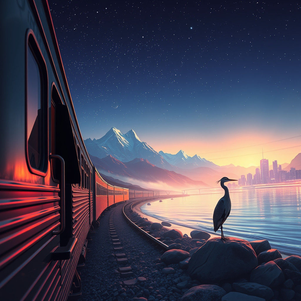 Rocky Mountains Gaze from Train Window