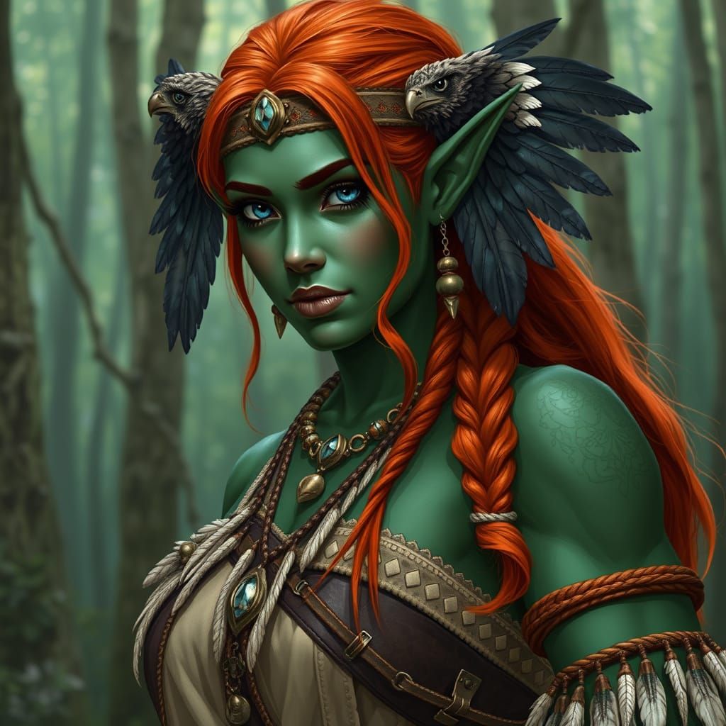 Half-Elf Bodybuilder in Native American Attire