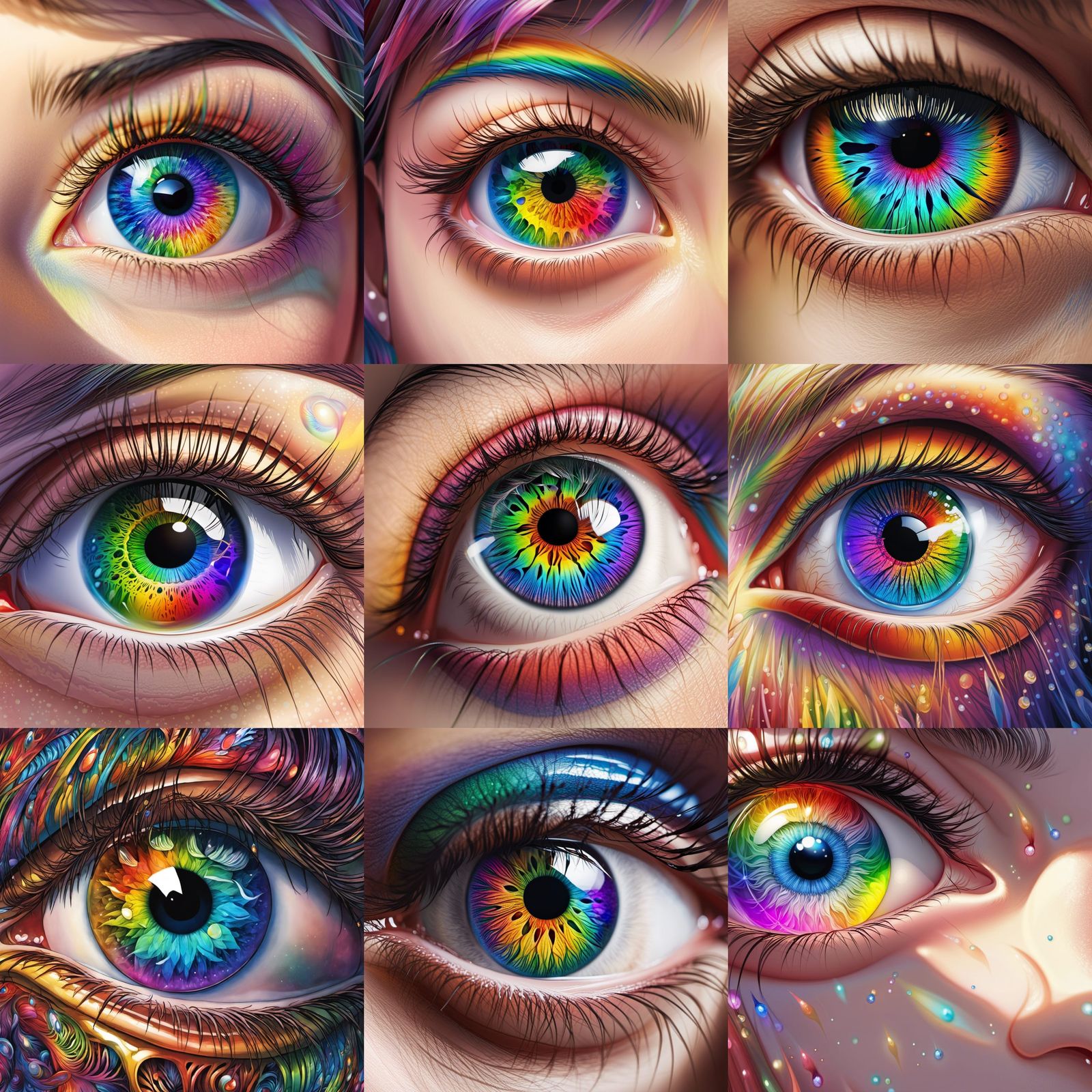 Rainbow Eyeball in Anime Manga Style