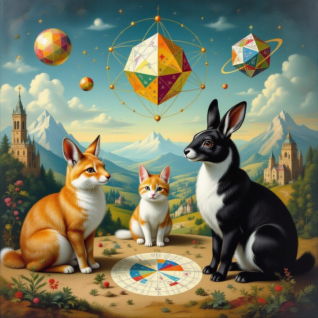 Animals in a Mathematical Paradise, in Surreal Style