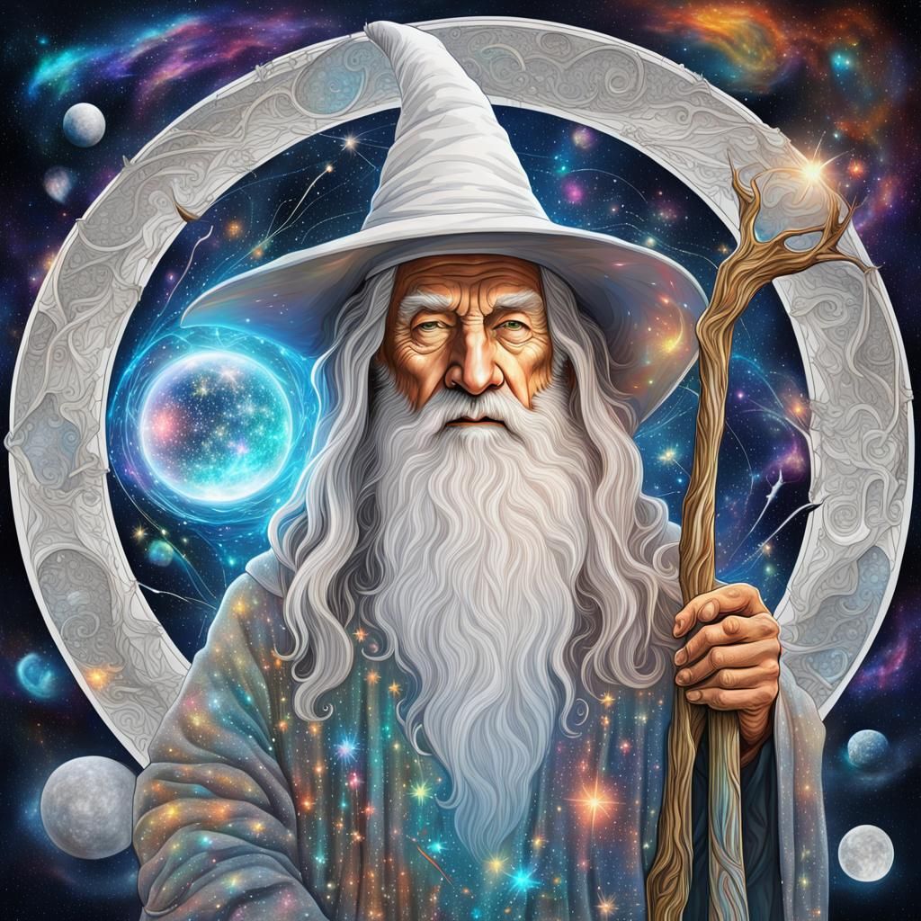 Gandalf the White: Holographic Astral Illustration