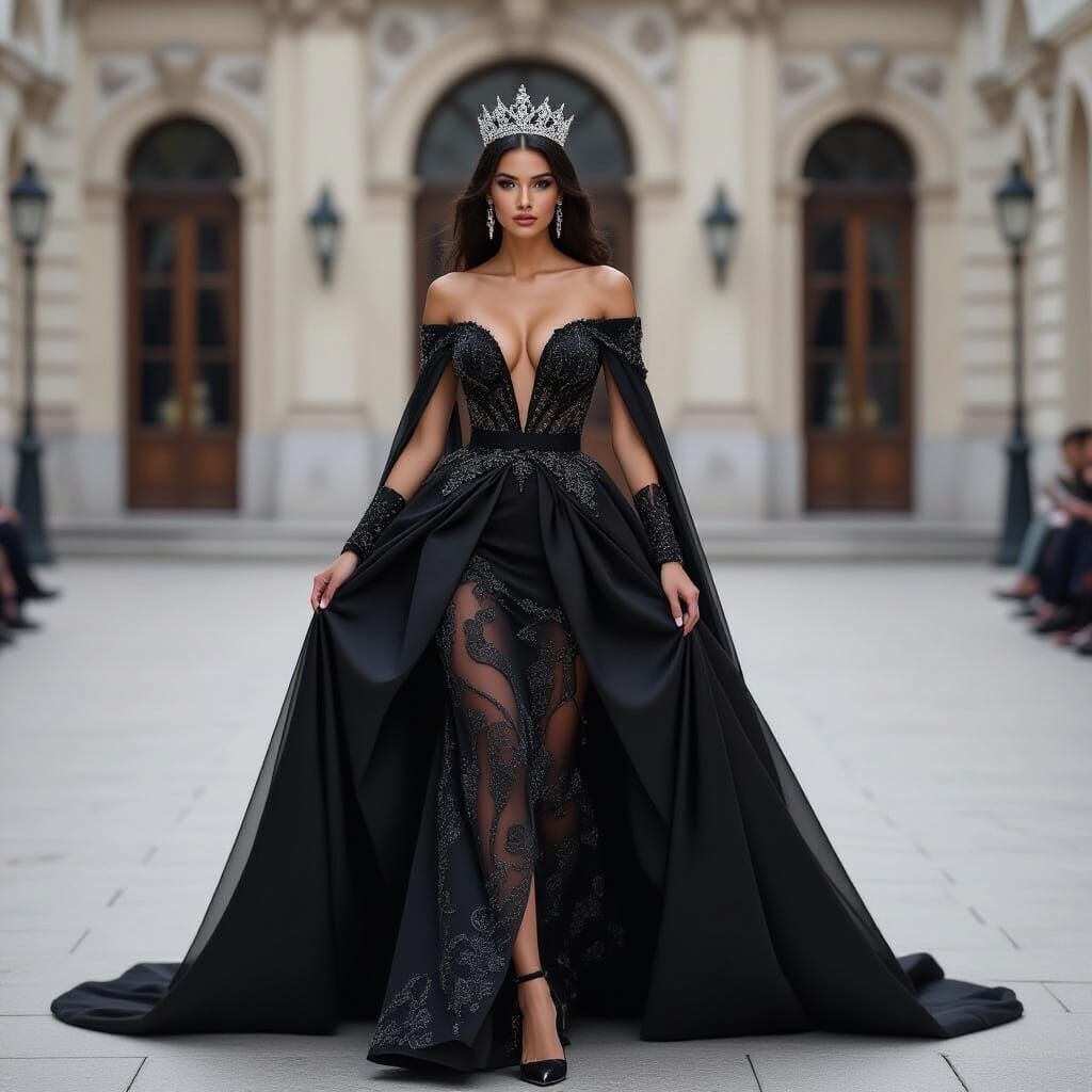 Dark Elegance Queen in Regal Attire