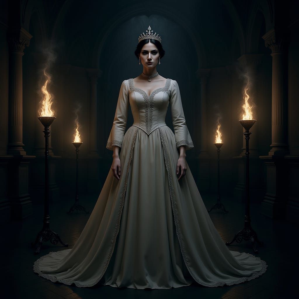 Queen in Misty Courtyard Digital Art