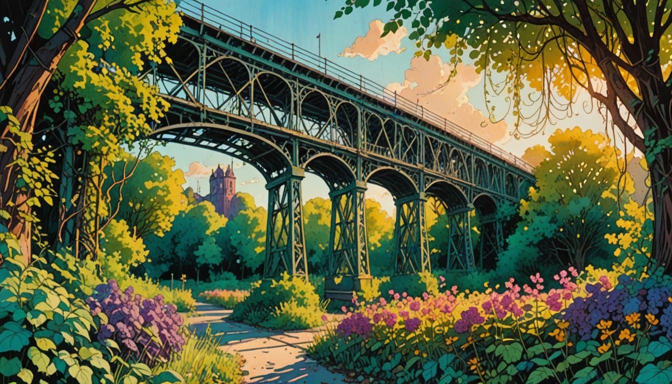 Abandoned Amusement Park in Comic Book Style