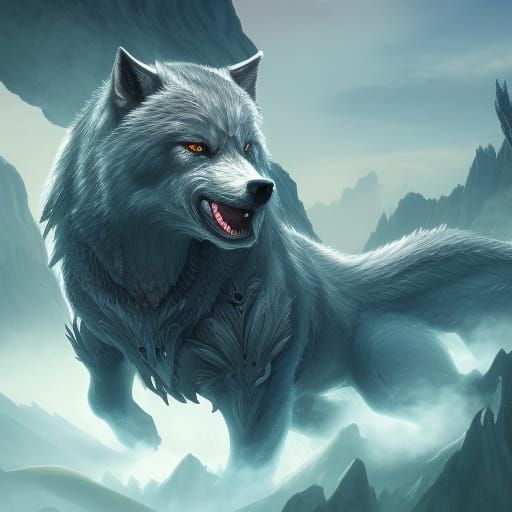 Elemental Wolf in Detailed Matte Painting