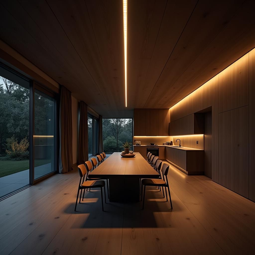 Sleek Modern House with Cinematic Interior Lighting