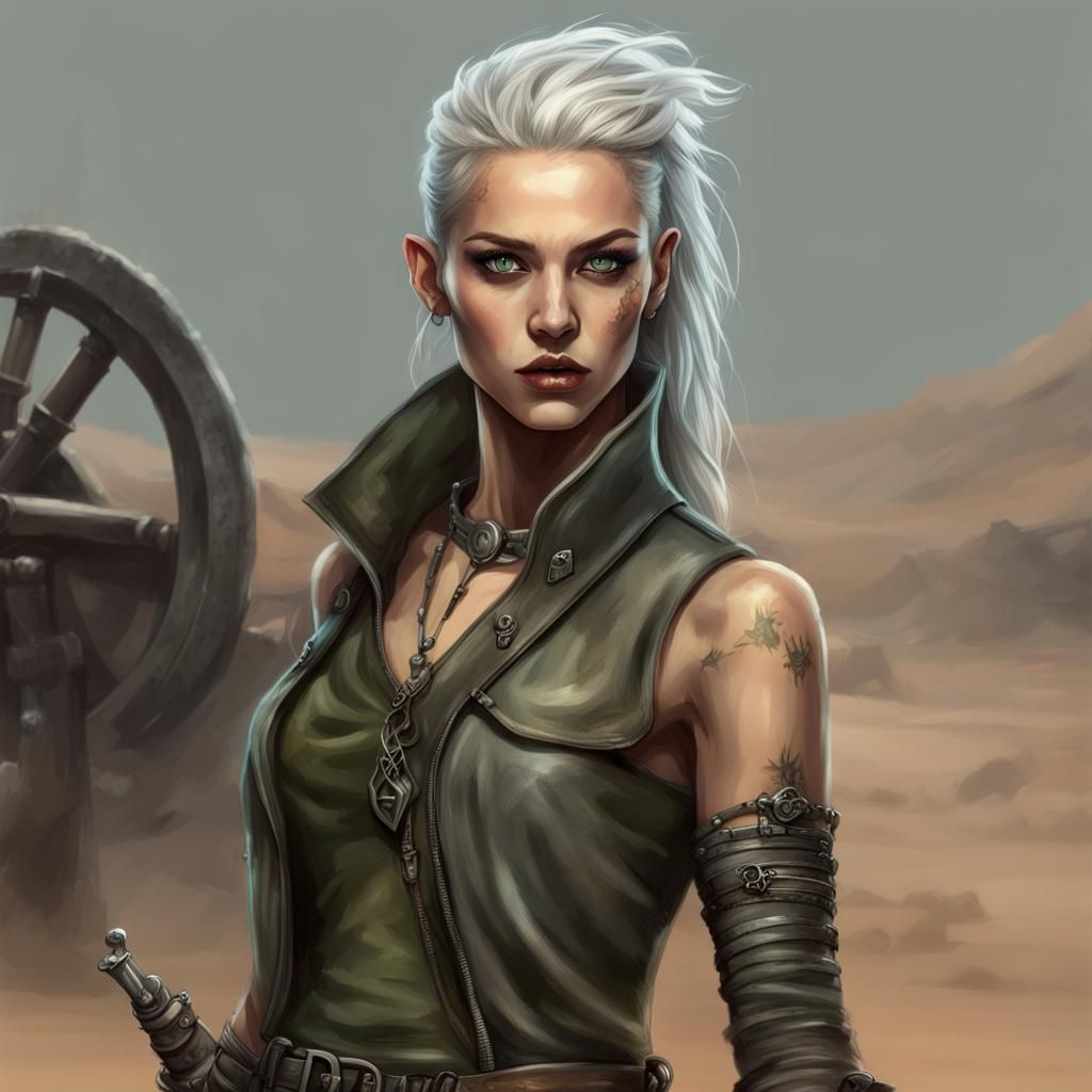 Half-Elf Blacksmith Cleric in Mad Max Style