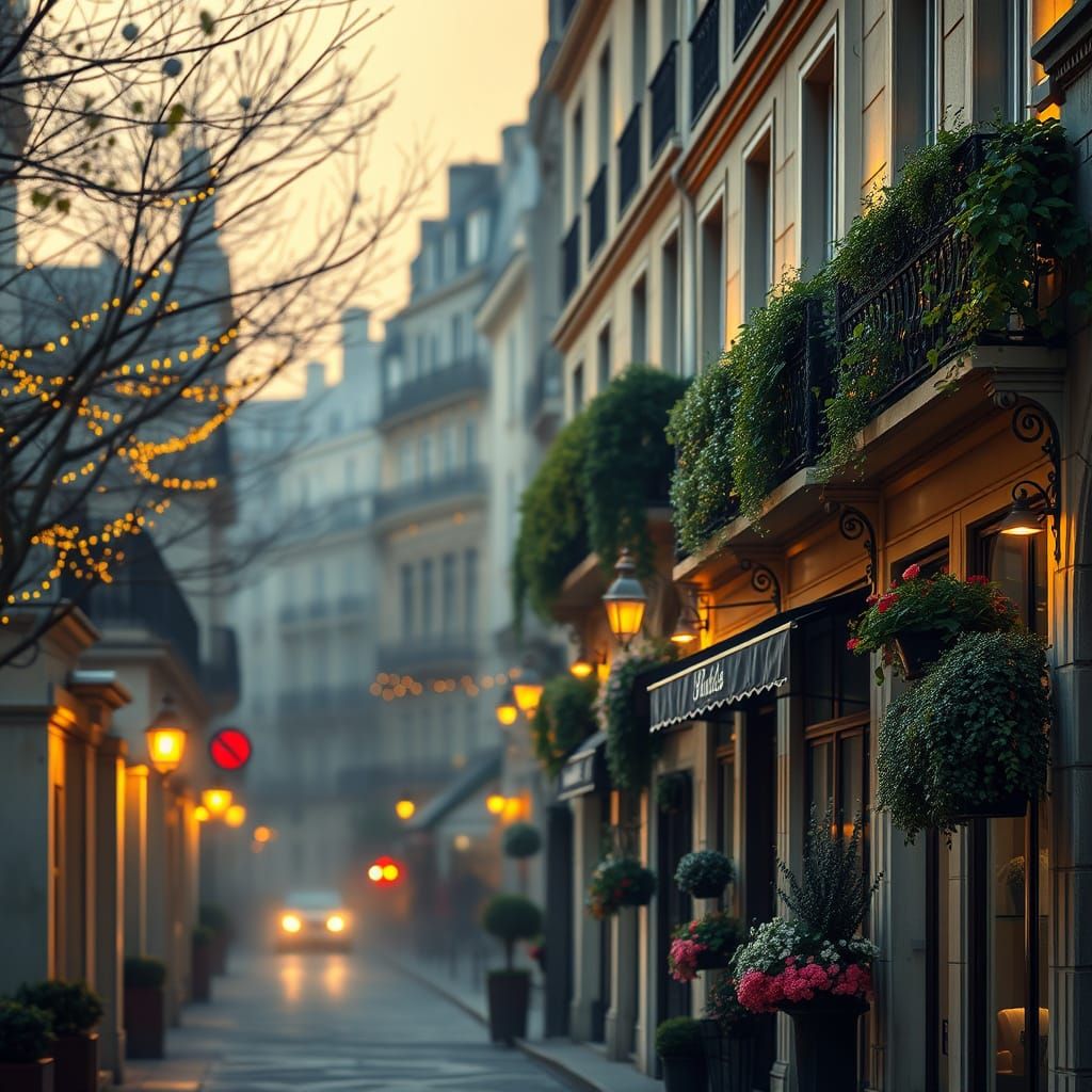 Ethereal Parisian Night Scene in Impressionist Style