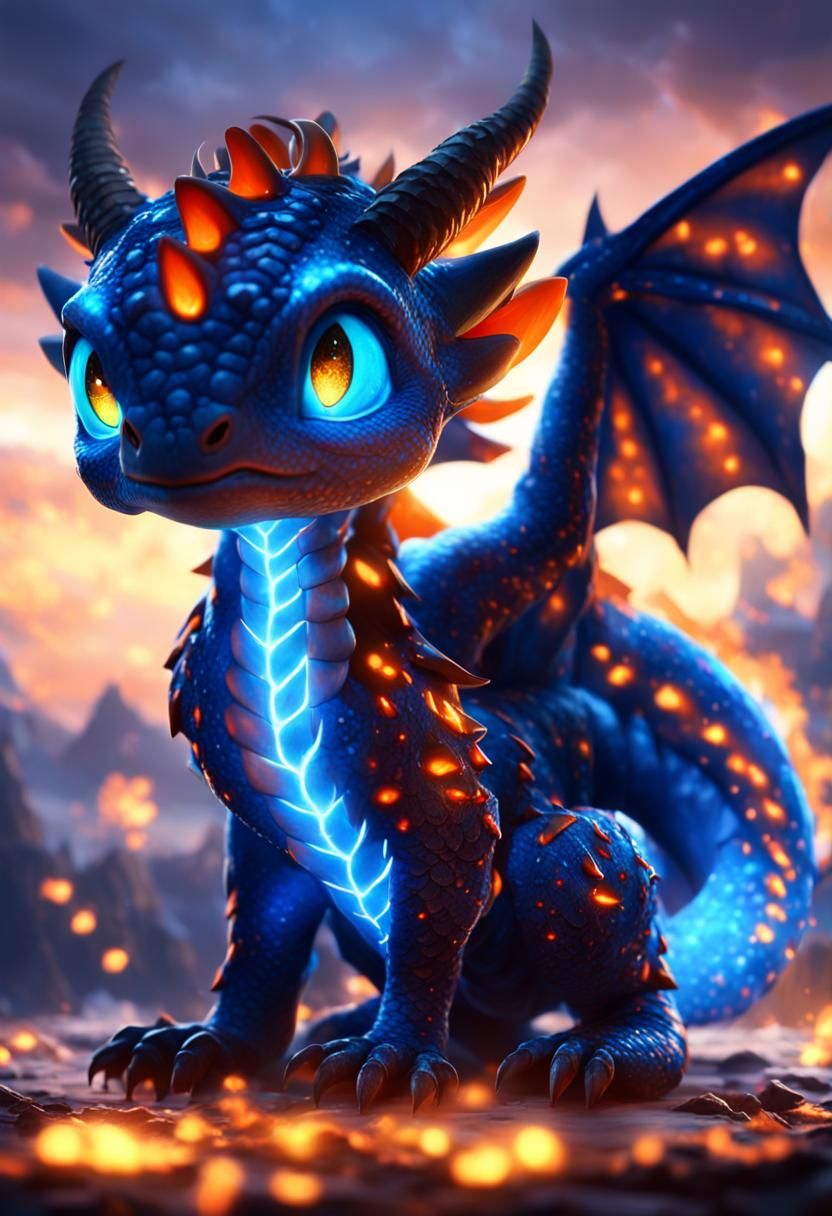 Electric Blue Dragon in Vivid Fantasy World