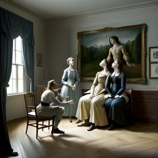 Stage a tableau vivant (living picture) recreating a famous ...