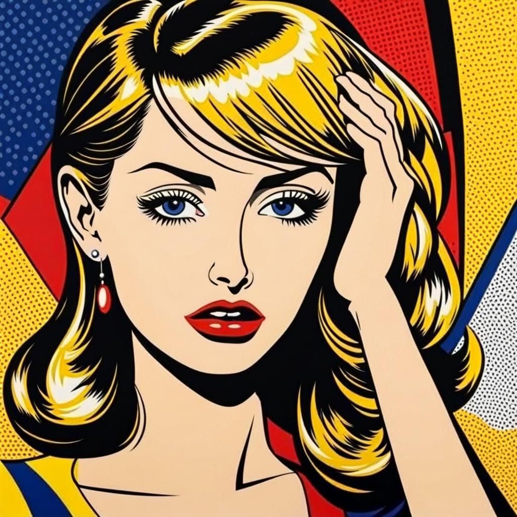 Anxious Girl in Pop Art Style