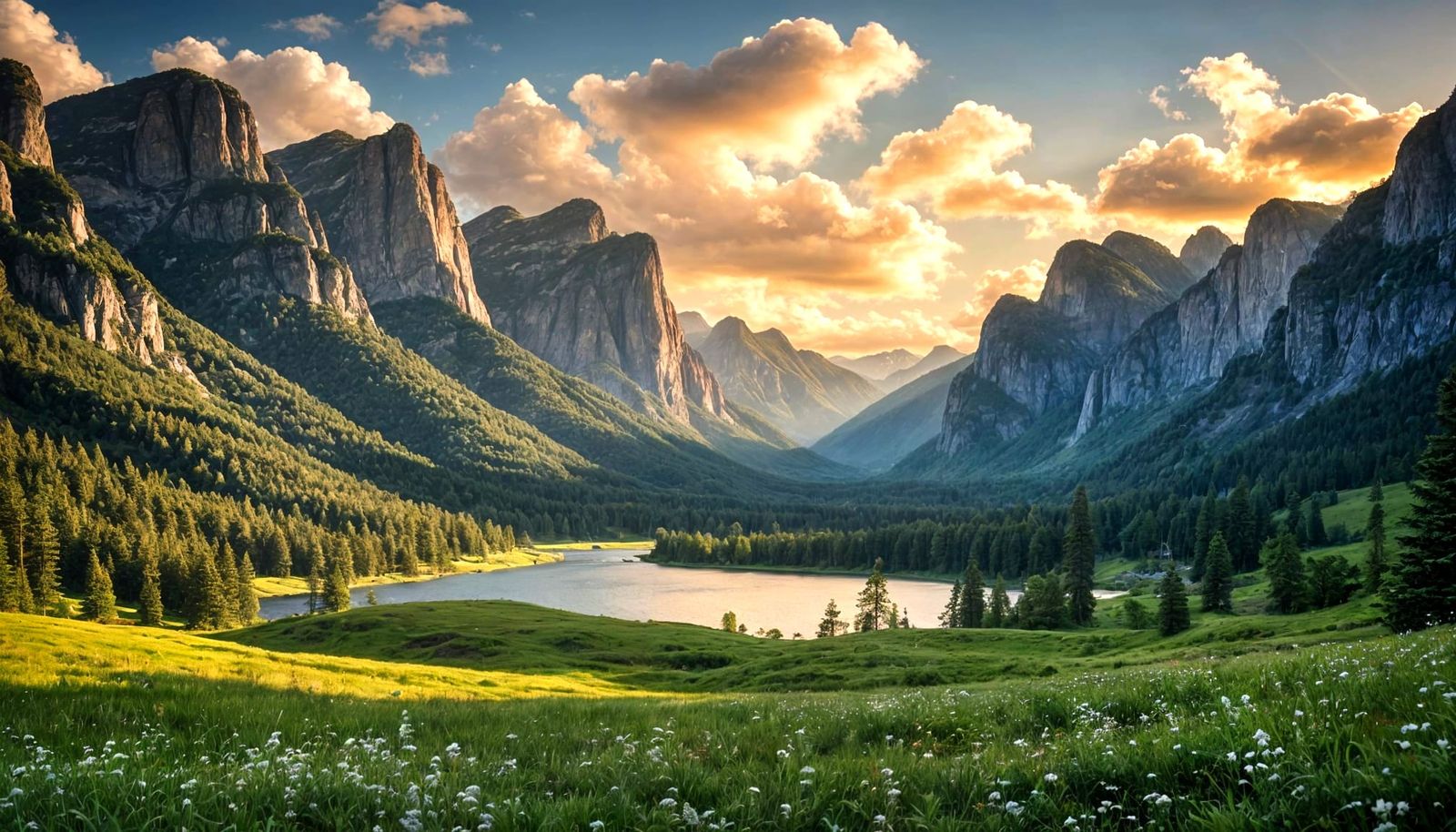 Oval-Shaped Flying Saucer in Serene Valley Landscape