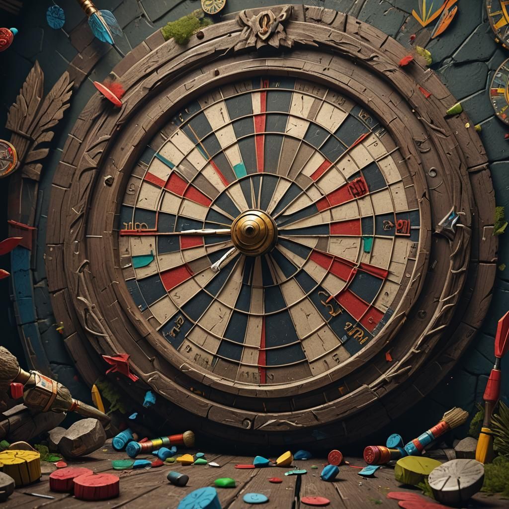 Detailed Darts Matte Painting in Deep Color