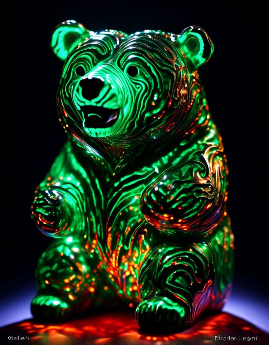 Luminous Malachite Obese Bear with UV Fur