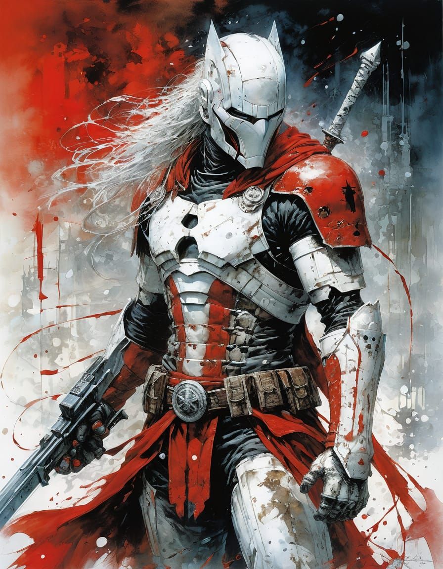 Abstract Red and White Art, Fine Details