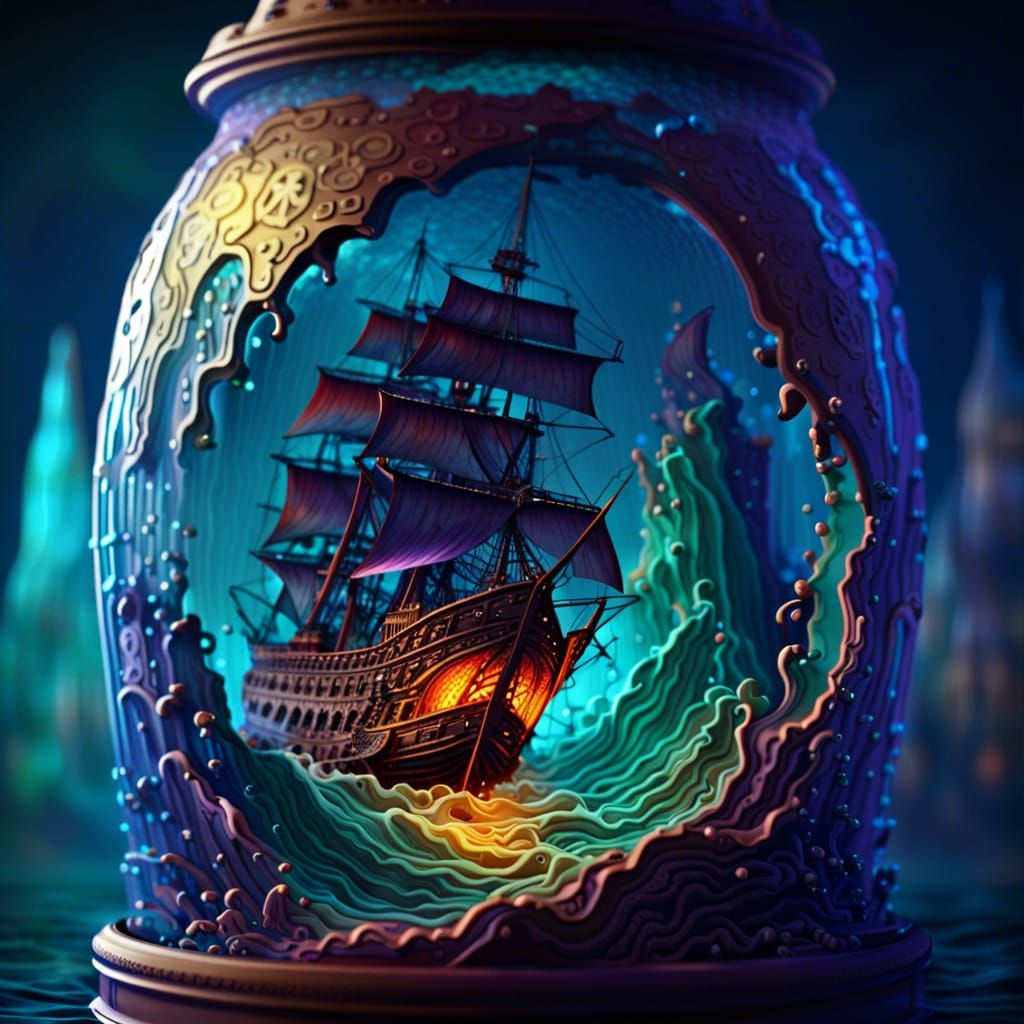 Ghost Ship in a Bottle: Fantasy Concept Art