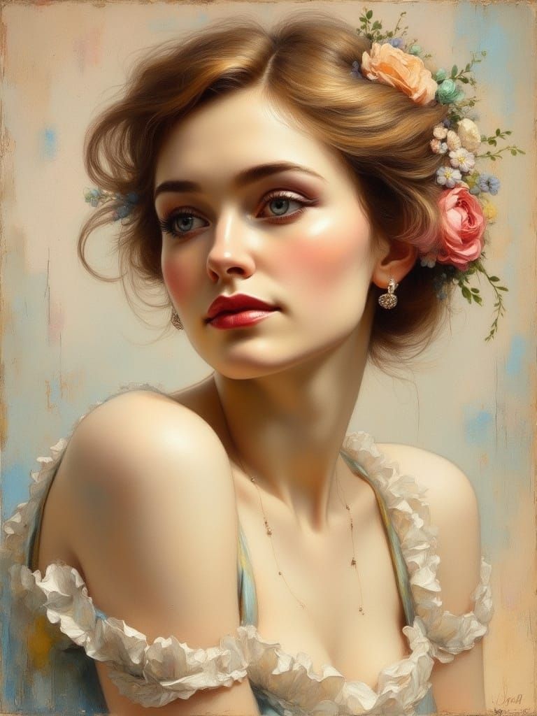 Expressionist Portrait of Woman in Pastel Hues