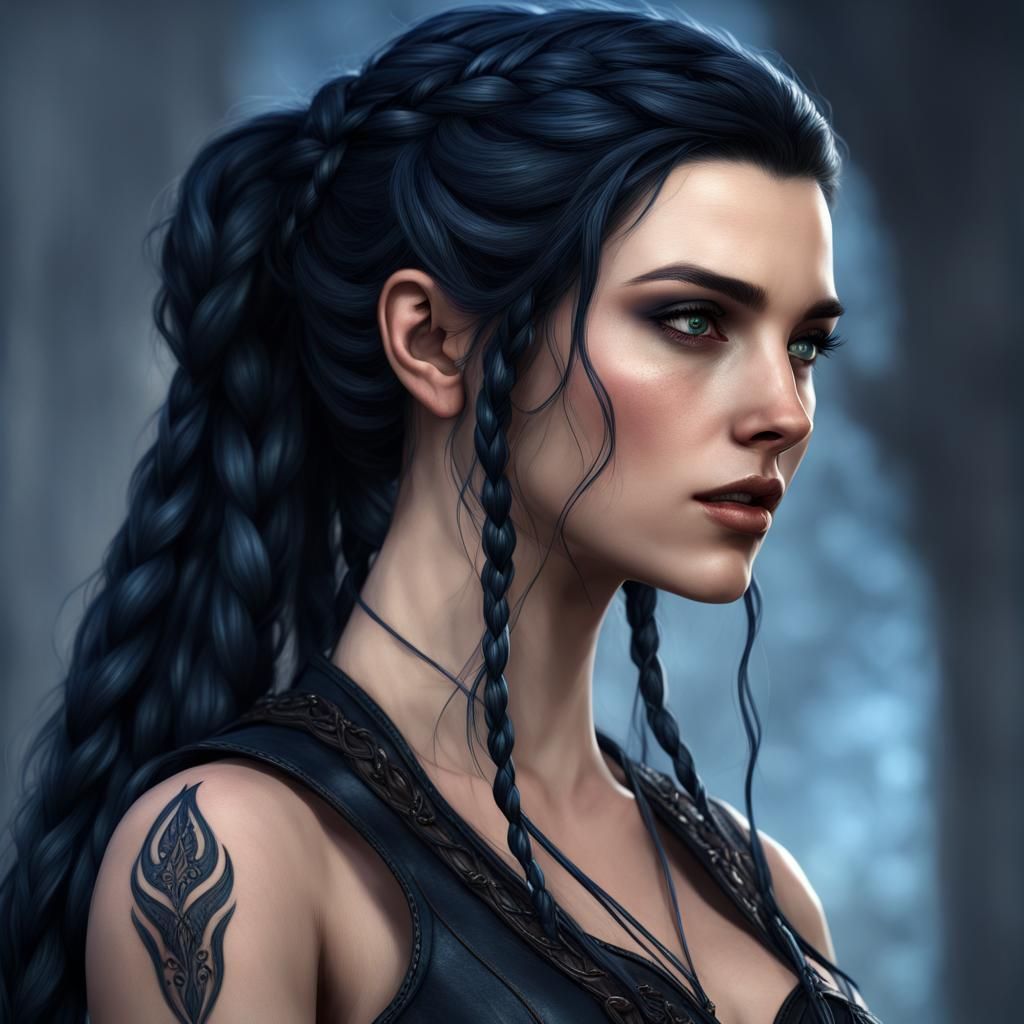 Hyperrealistic Half-Elf with Braided Hair in Unreal Engine