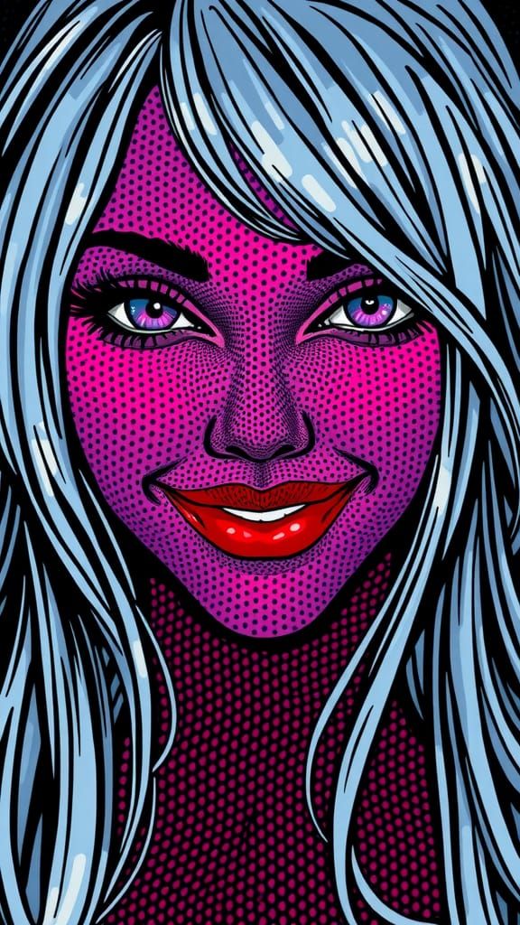 Milly Alcock Portrait in Pointillism Style