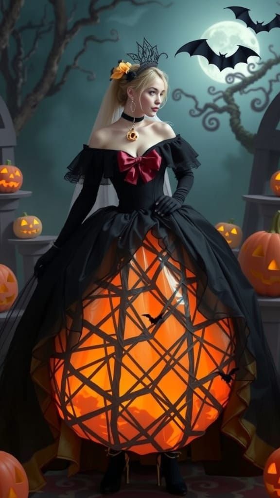 Halloween Princess in Ossified Lattice Ballgown