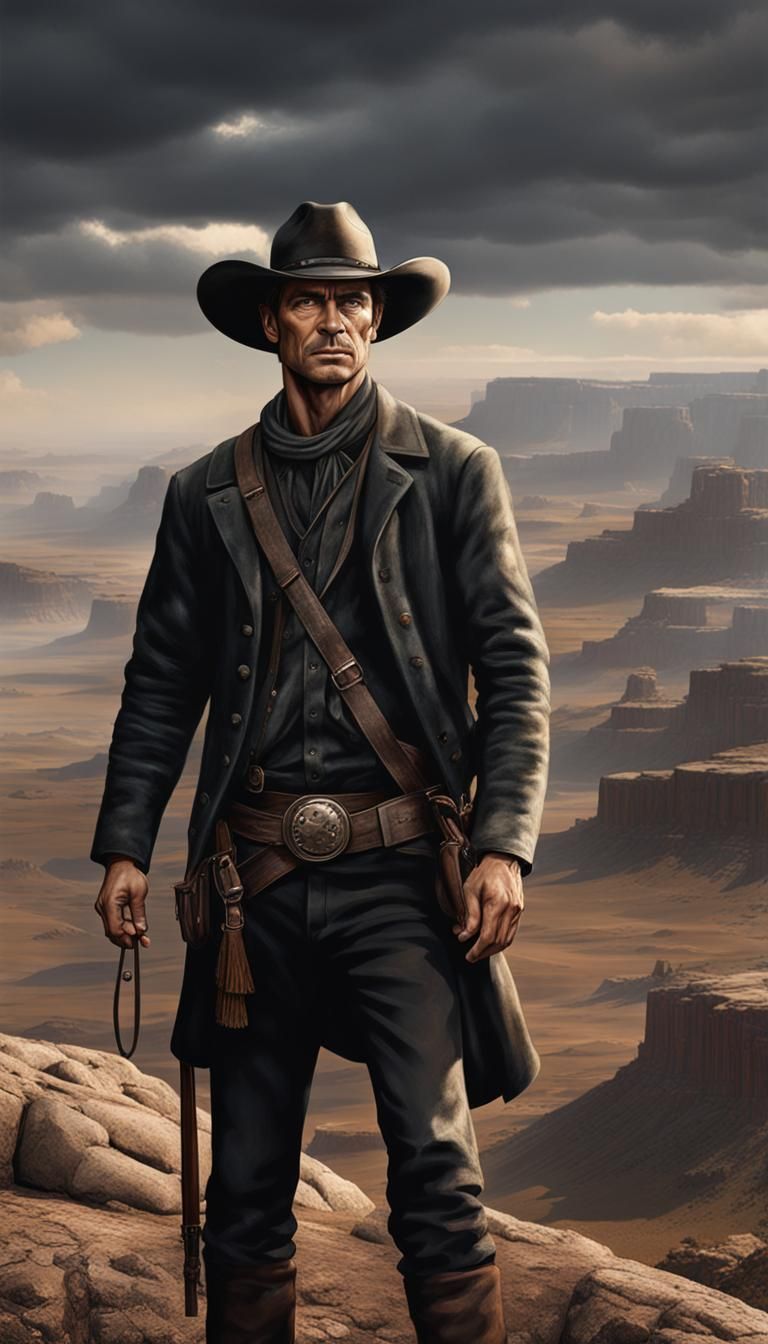 Lone Western Hero Portrait in Photo Realistic Style