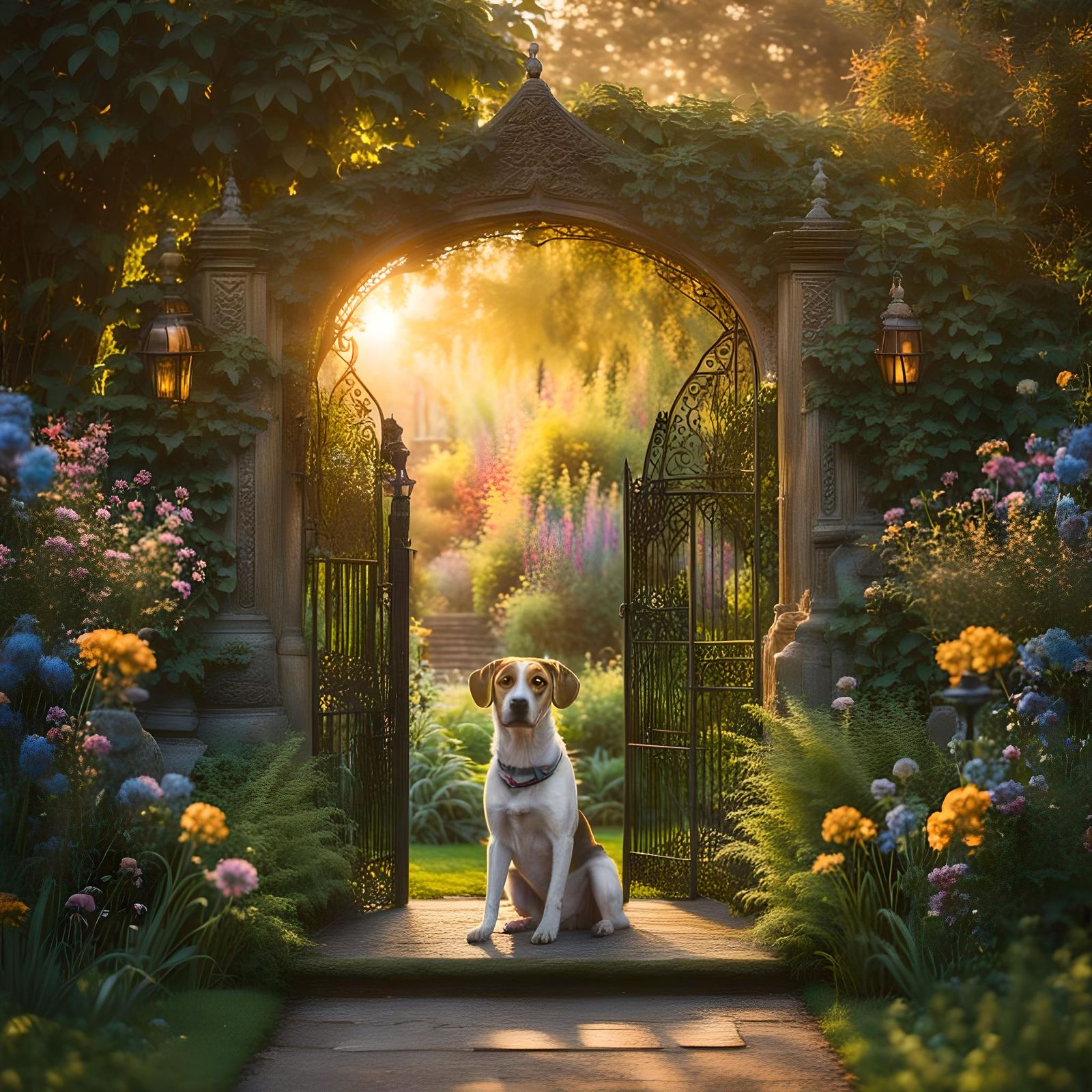 Ethereal Secret Garden Entrance at Golden Hour