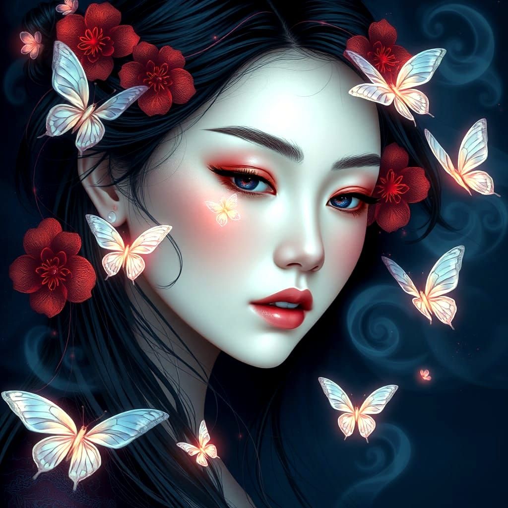 Ethereal Asian Beauty in Winter Wonderland