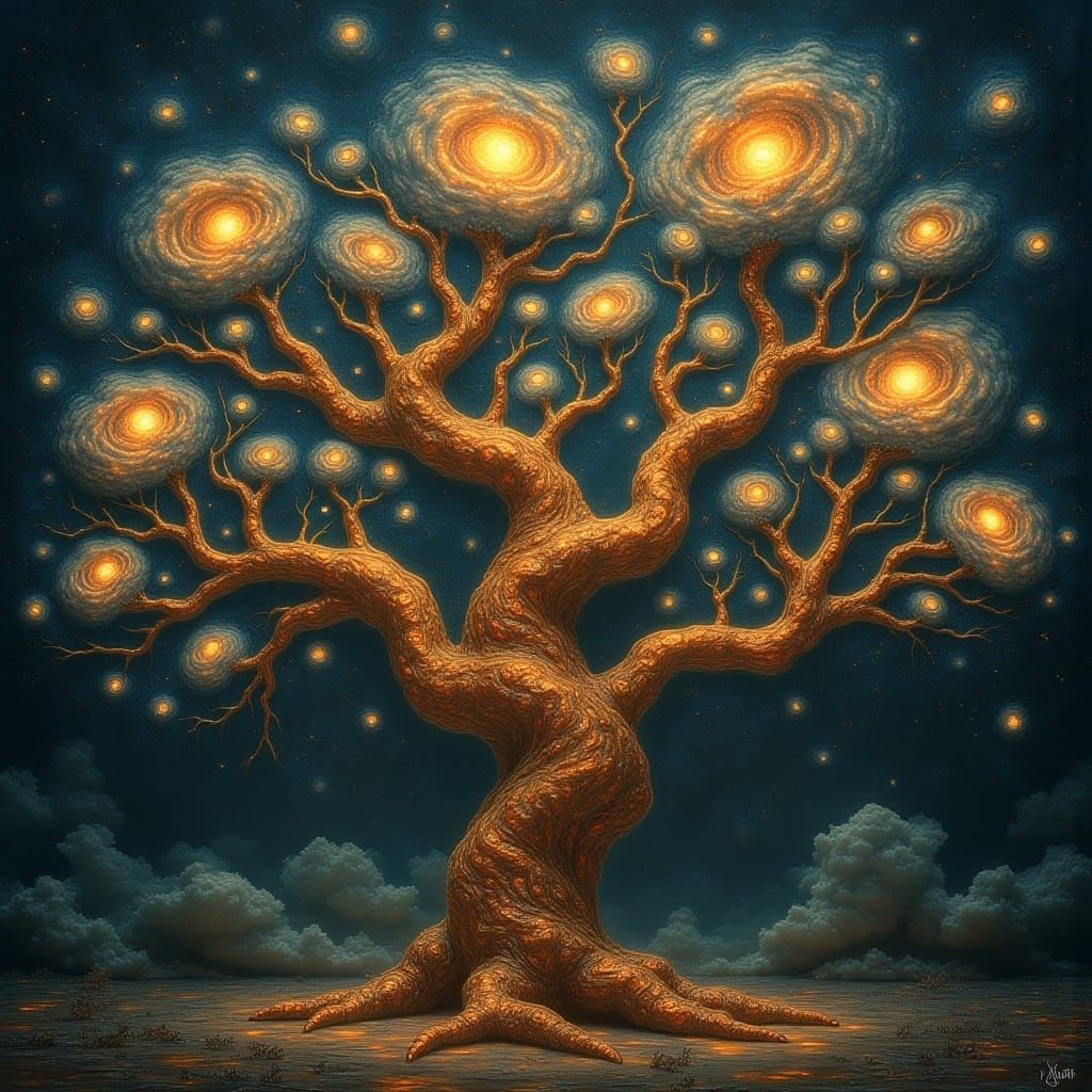 Galactic Trees in Surrealist Dreamscape