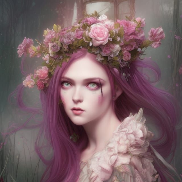 Gothic Girl Portrait in Tim Burton Style