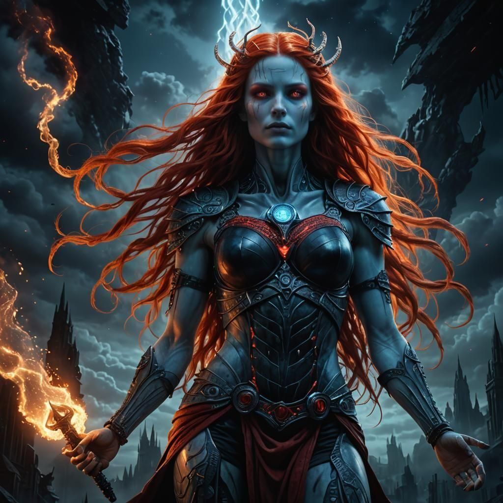 Giant Goddess Creation in Dark Fantasy Style