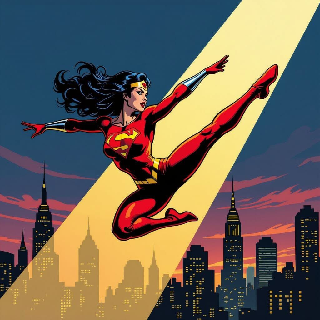 Superwoman Mary Watson Acrobatics in Metropolis Twilight