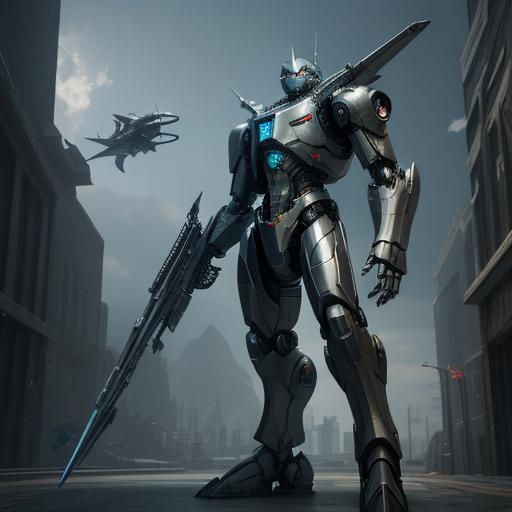 Mechanical Shark in Sci-Fi Cinematic Style