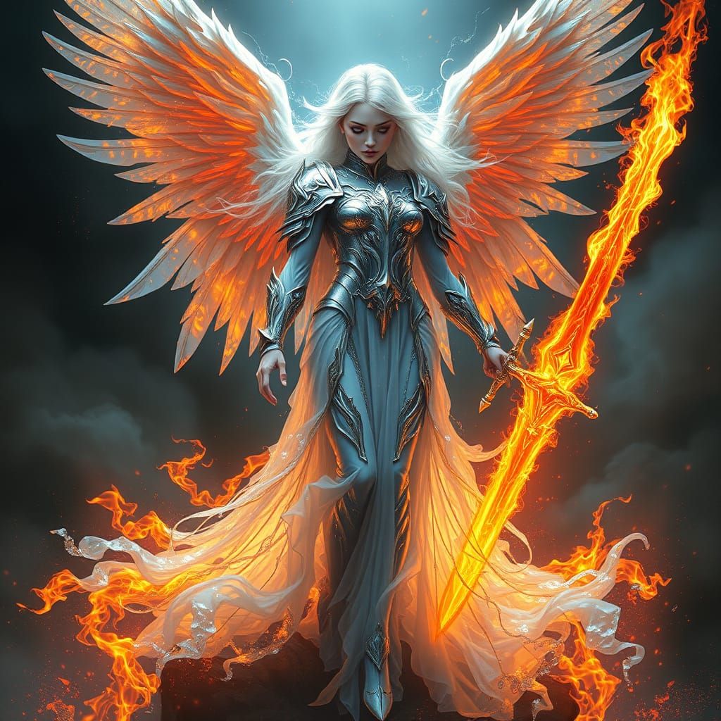 Surreal Angel Descends from Celestial Heavens