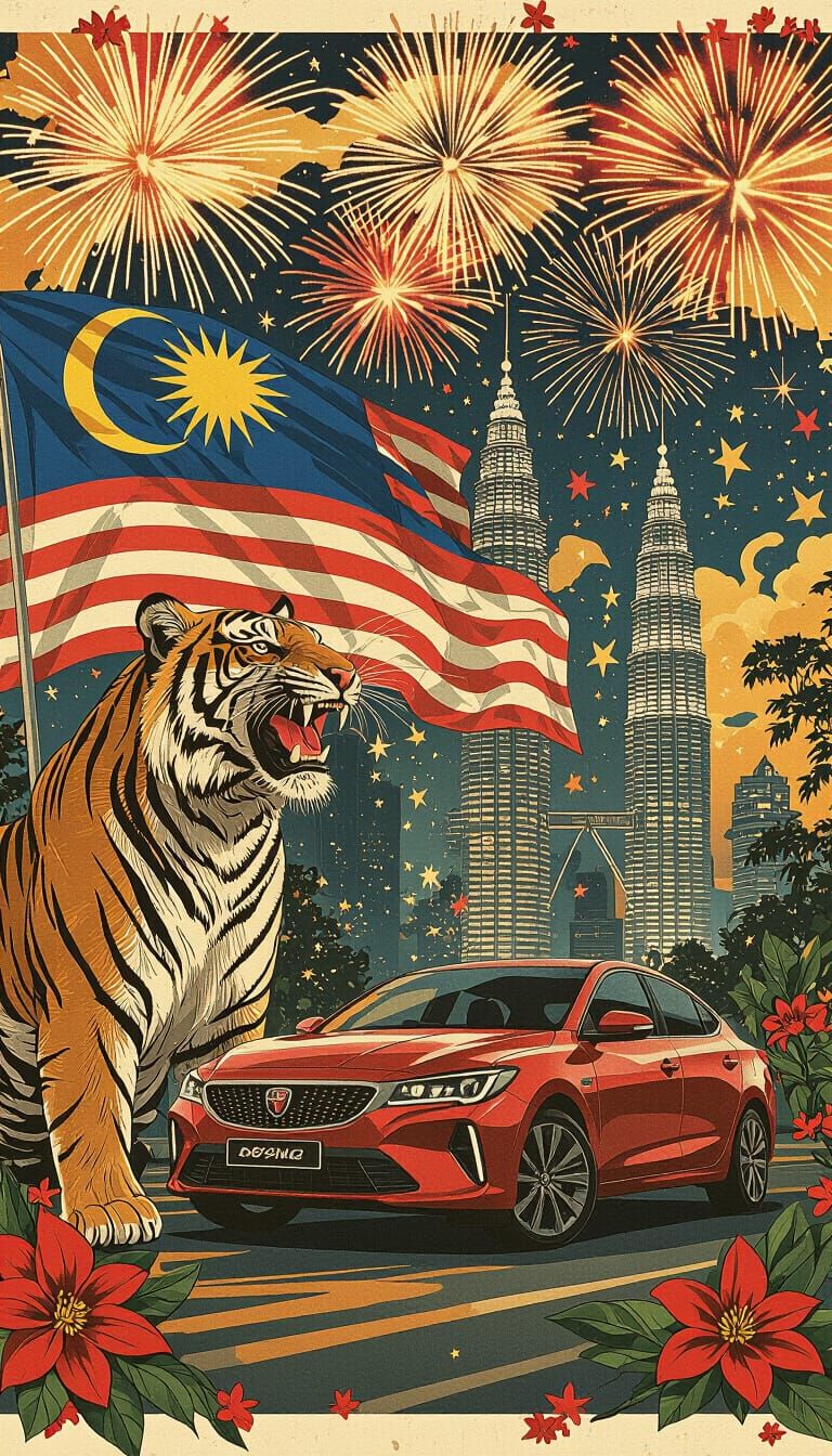 Malaysian Pride: Tiger Roars by Petronas Towers