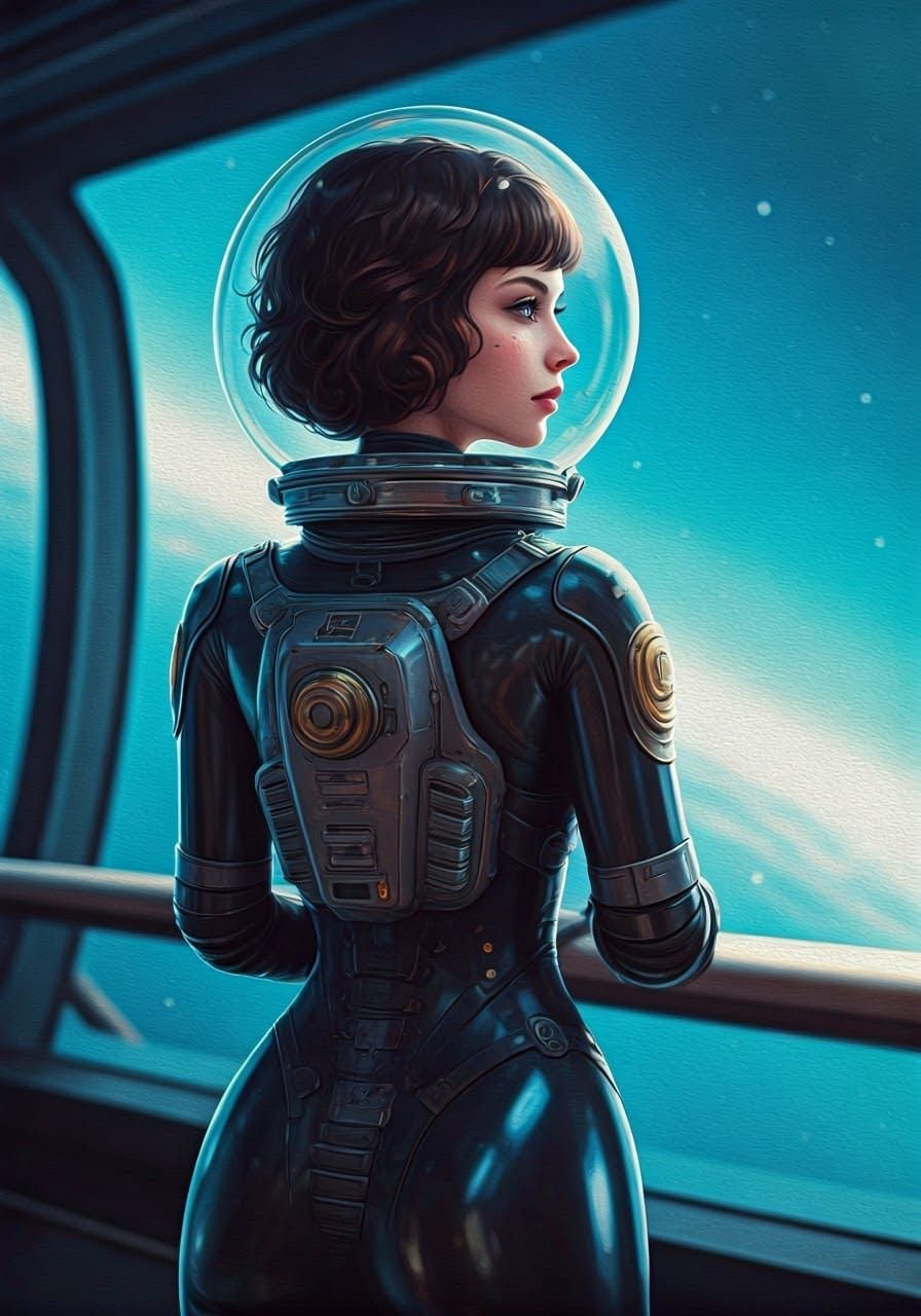 Ethereal Space Pirate Maiden in Cosmic Dreamscape