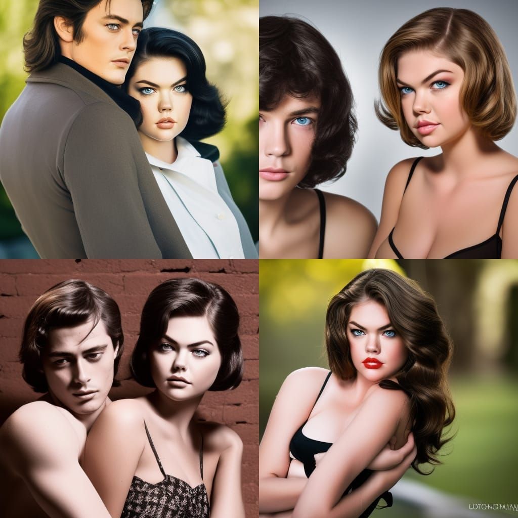 Alain Delon and Kate Upton as Black Pinup