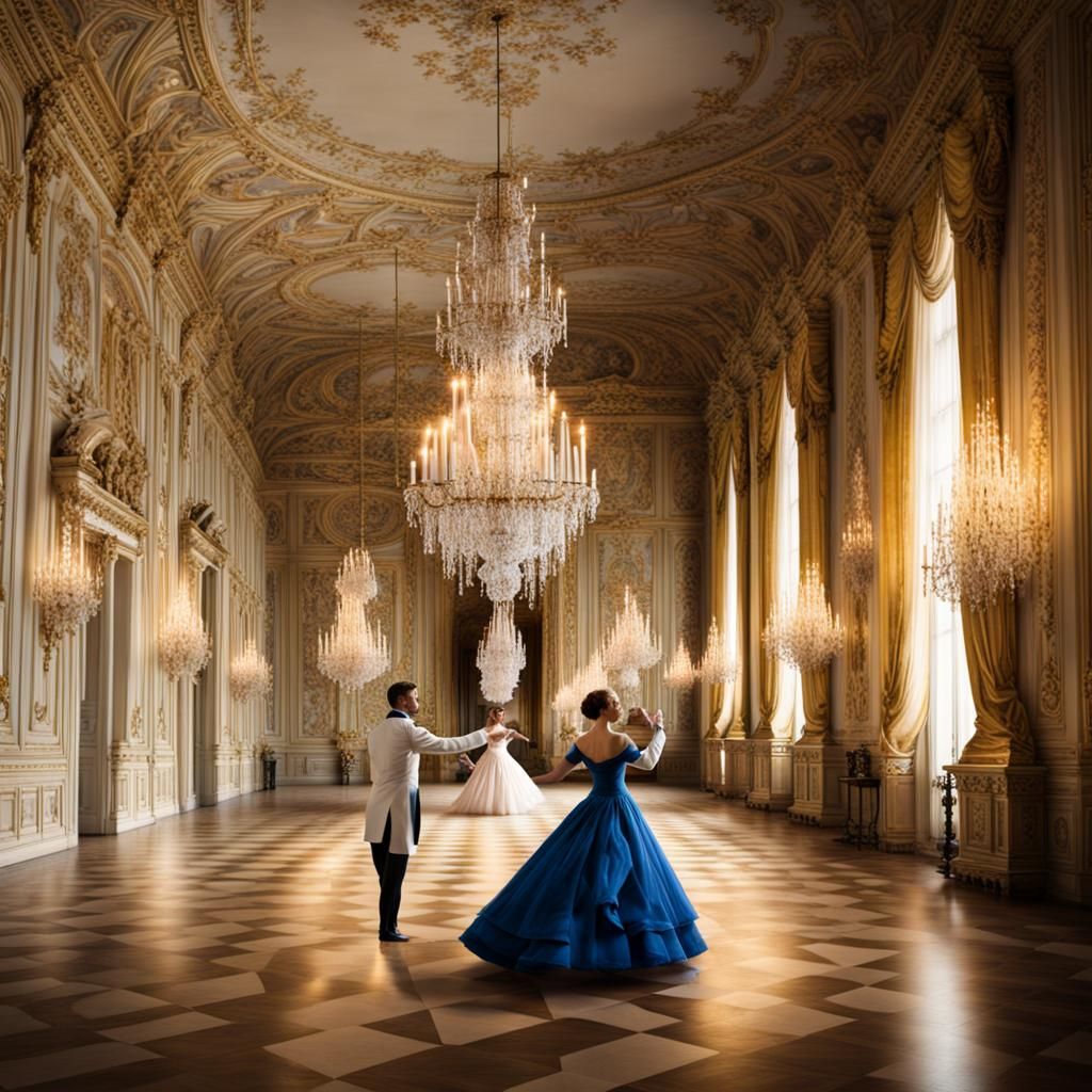 Elegant Waltz in a Royal Palace Ballroom