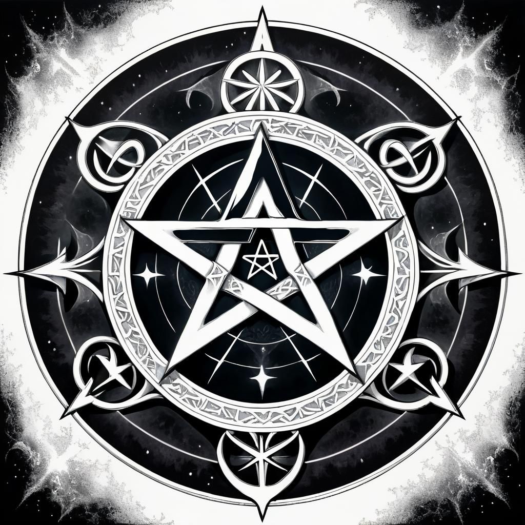 Inverted White Pentagram with Sacred Heart