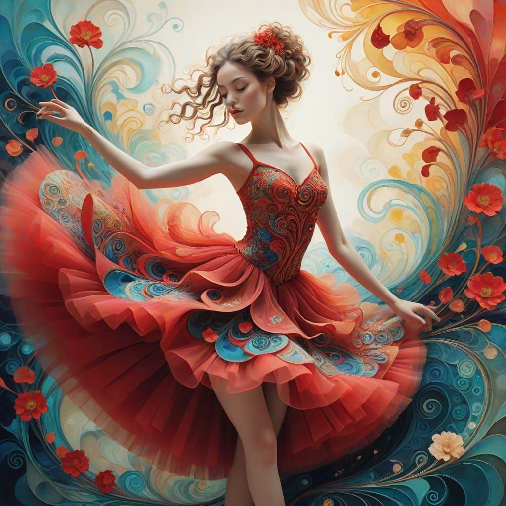 Ethereal Ballerina in Whimsical Red Tutu