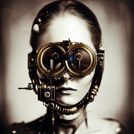 Steampunk Cyborg Portrait in Brass and Glass