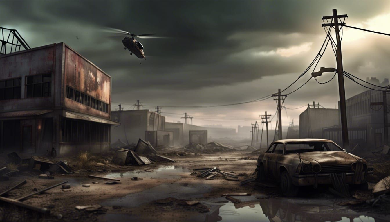 Realistic Post-Apocalyptic Cityscape in Fantasy Horror Style