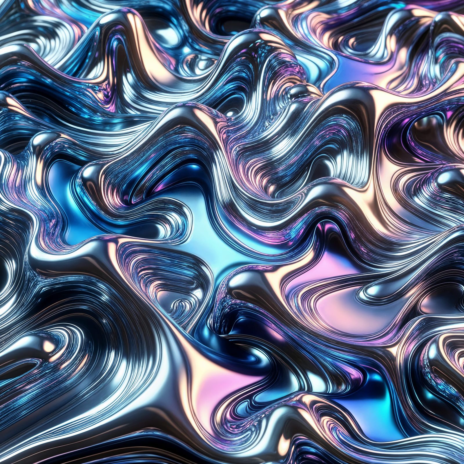 Shape-Shifting Liquid Metal Surface in Cyberpunk Style