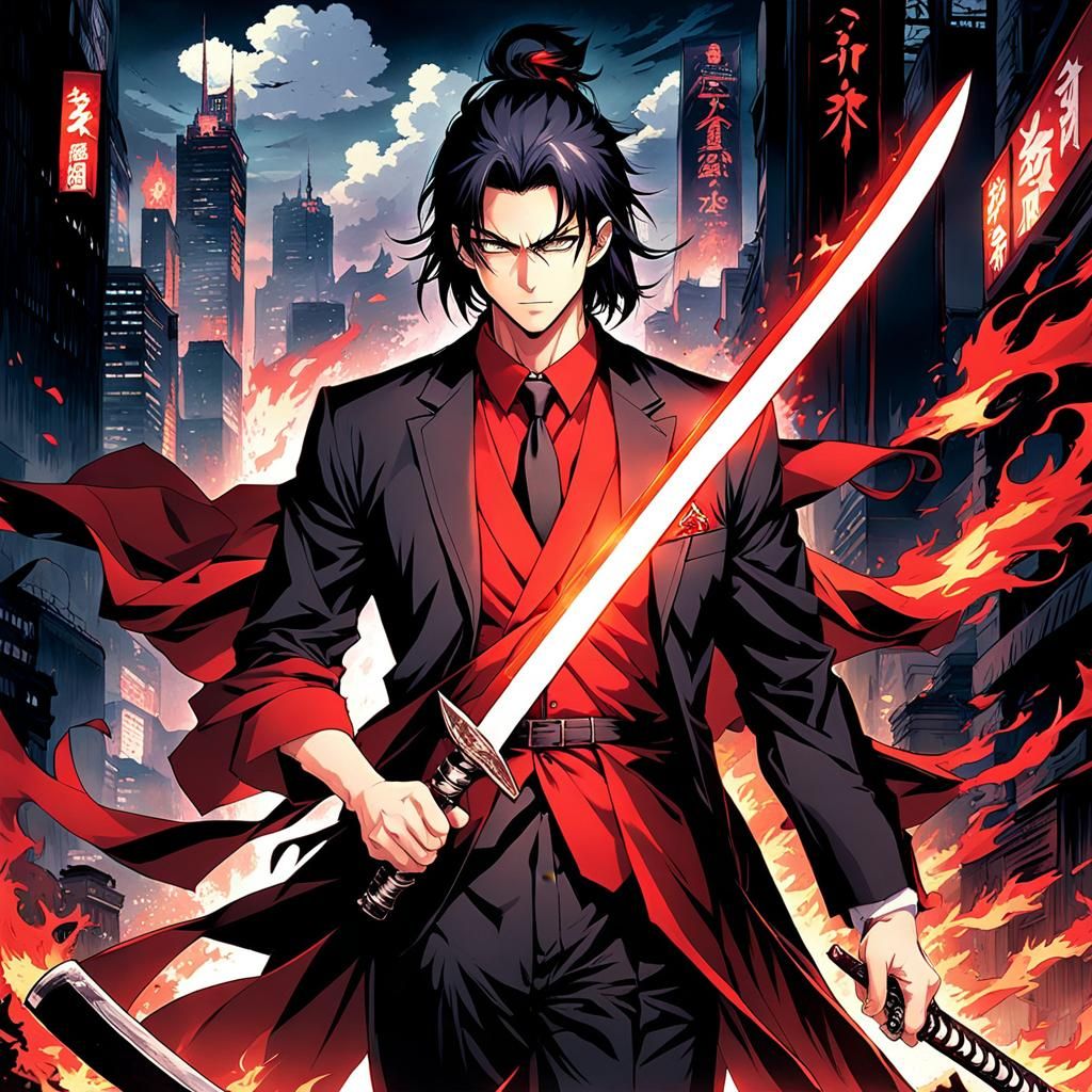 Samurai in Burning City, Anime Key Visual Art