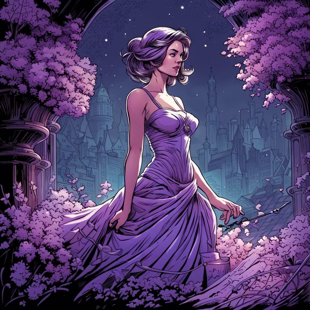 Princess in Lavender Dress: Comic Book Art