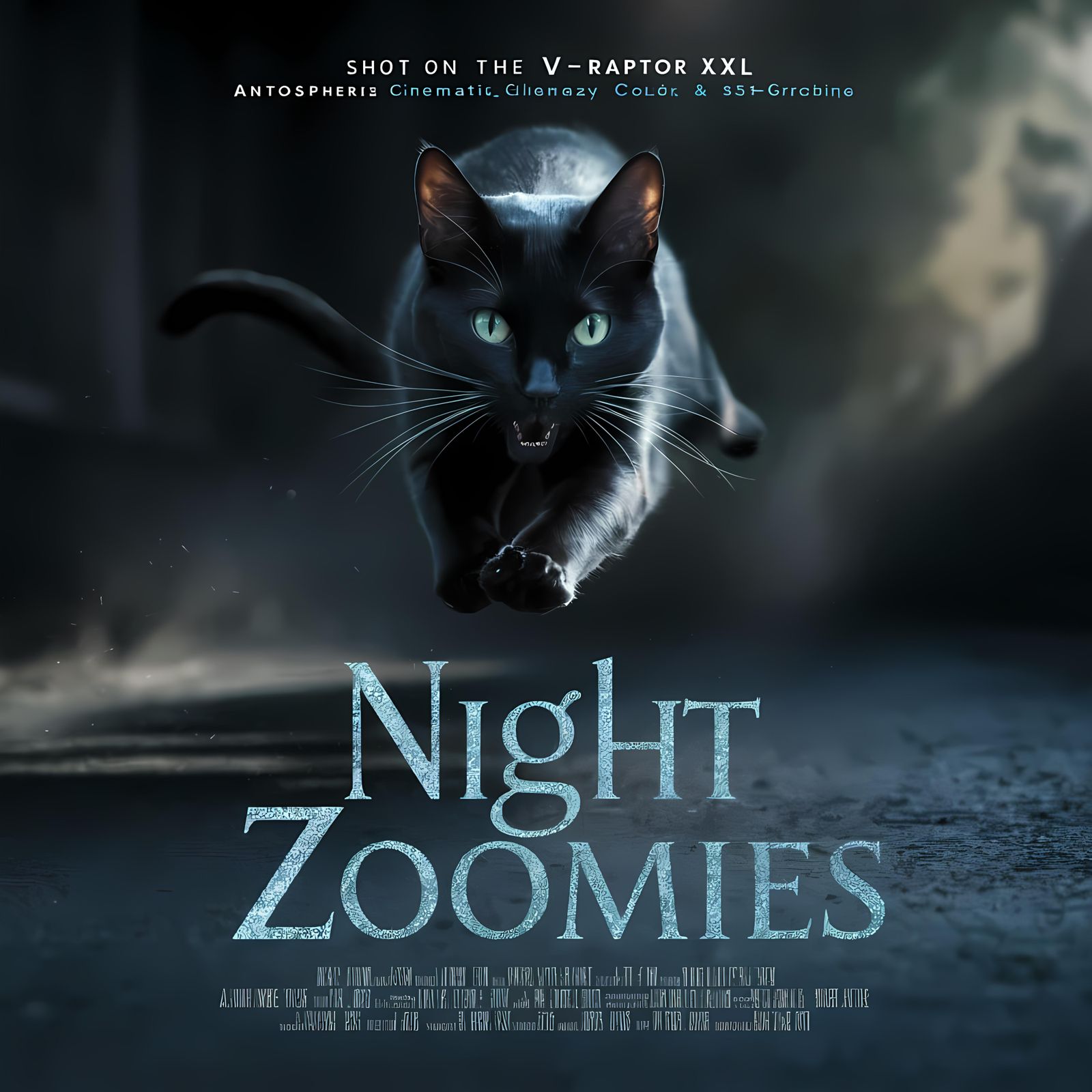 Dramatic Movie Poster of Hissing Black Cat