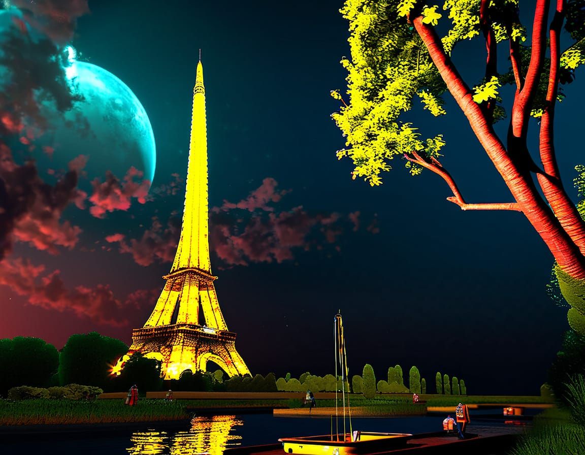 Ethereal Wizard Stands Amidst Cosmic Dreamscape in Futuristi...