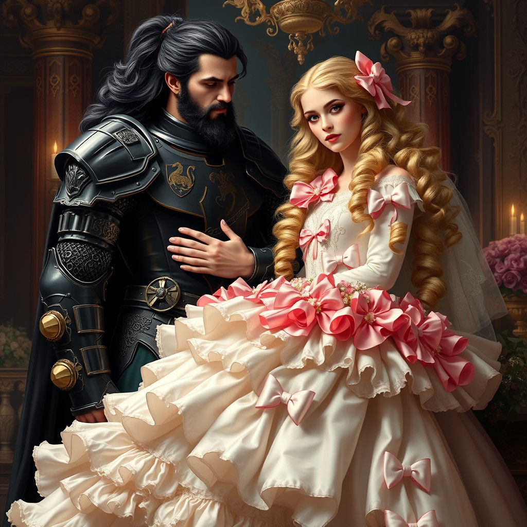 Knight and Princess Wedding in Pre-Raphaelite Style